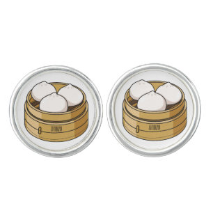 Dim sum cartoon illustration cufflinks
