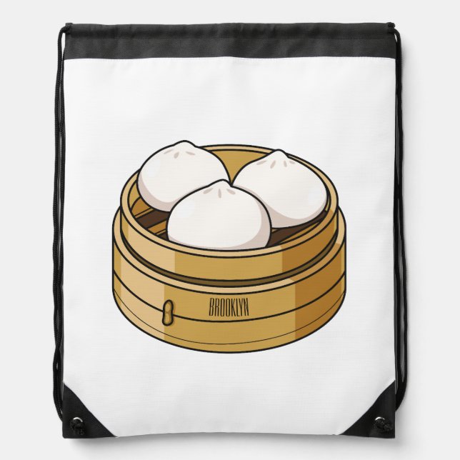 Dim sum cartoon illustration drawstring bag (Front)