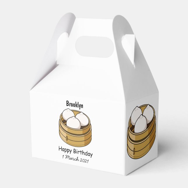 Dim sum cartoon illustration  favor boxes (Front Side)