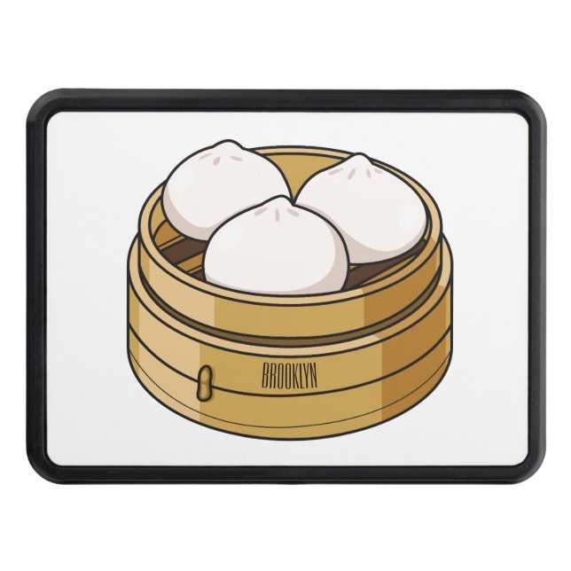 Dim sum cartoon illustration  hitch cover (Front)