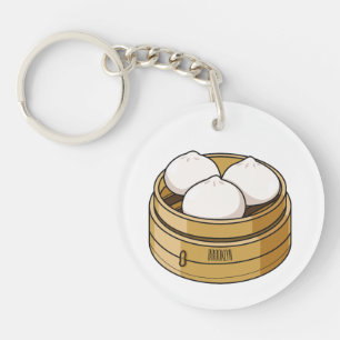 Dim sum cartoon illustration keychain