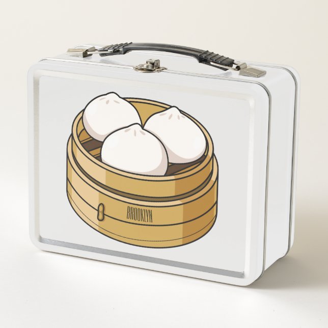Dim sum cartoon illustration metal lunch box (Front)