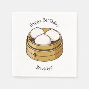 Dim sum cartoon illustration  napkins