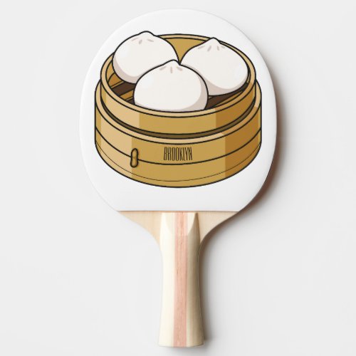 Dim sum cartoon illustration  ping pong paddle