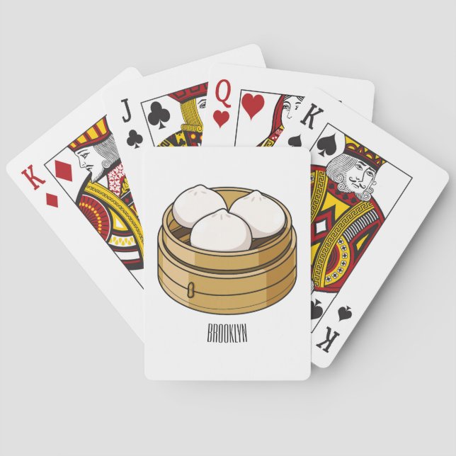 Dim sum cartoon illustration poker cards (Back)
