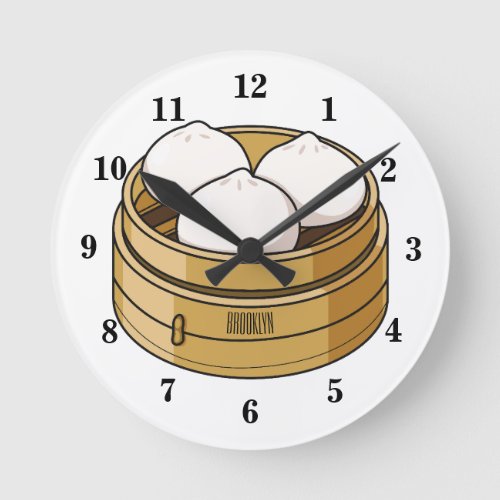 Dim sum cartoon illustration  round clock