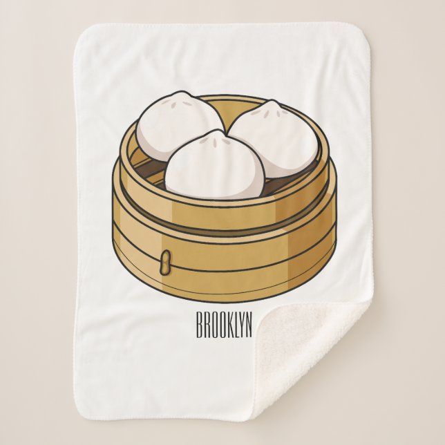 Dim sum cartoon illustration sherpa blanket (Front)