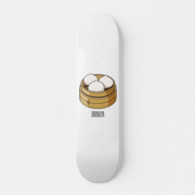 Dim sum cartoon illustration skateboard (Front)