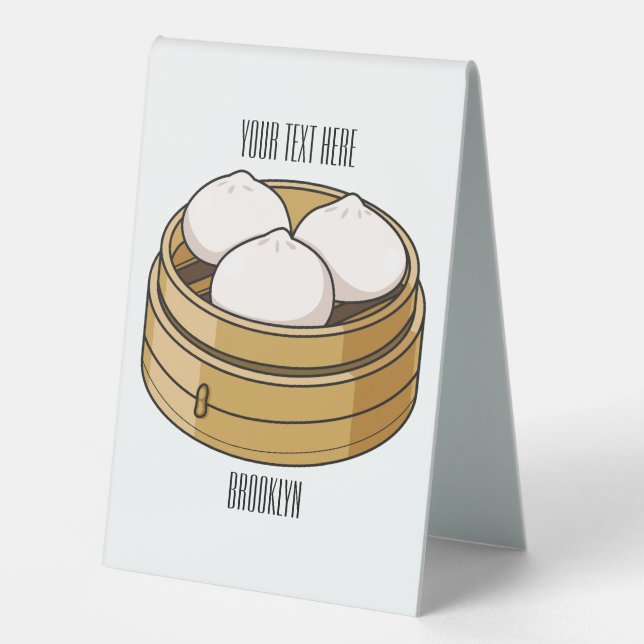 Dim sum cartoon illustration  table tent (Front)