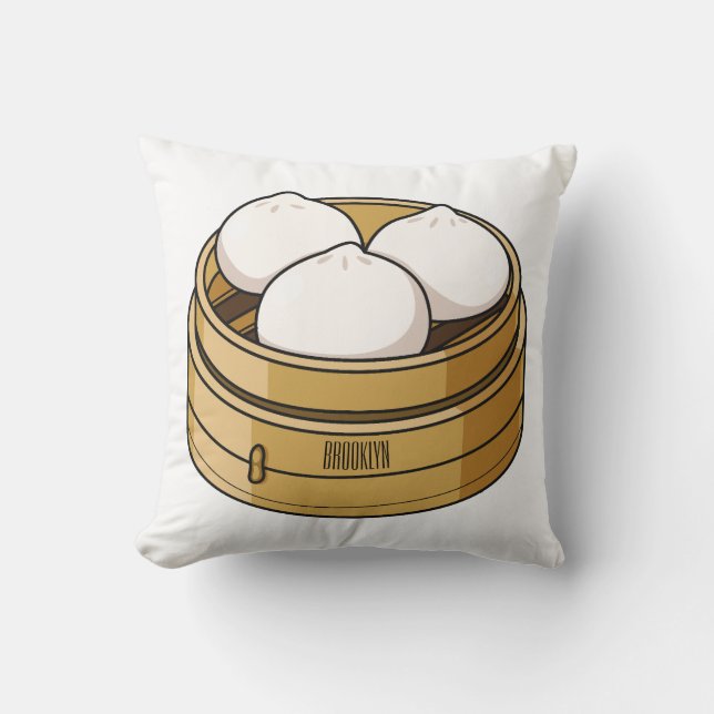 Dim sum cartoon illustration  throw pillow (Front)