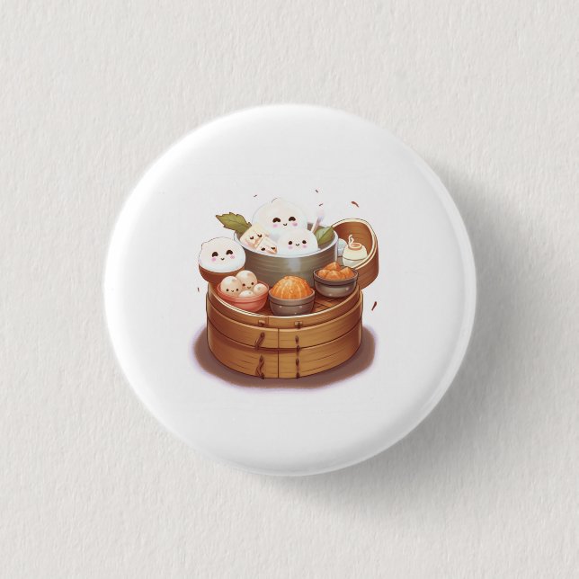 Dim sum, food themed button (Front)