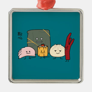 Dim Sum Pork Bao Shaomai Chinese dumpling Buns Bun Metal Ornament