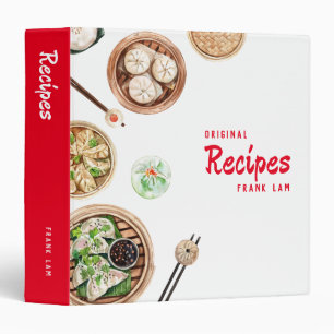 Dim Sum Theme Recipe Binder - White