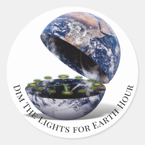 Dim The Lights Earth Hour  Classic Round Sticker