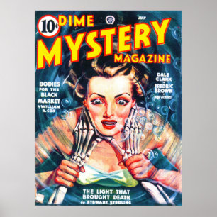 DIME MYSTERY Cool Vintage Pulp Magazine Cover Art Poster