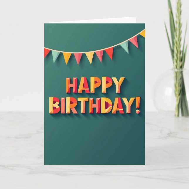 Dimensional Birthday Text Card (Front)
