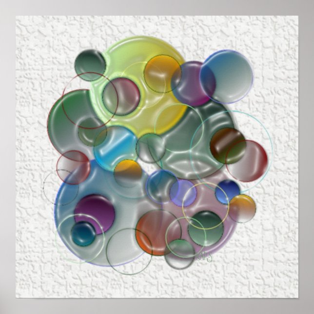 Dimensional Circle Shapes Multicolors Poster (Front)