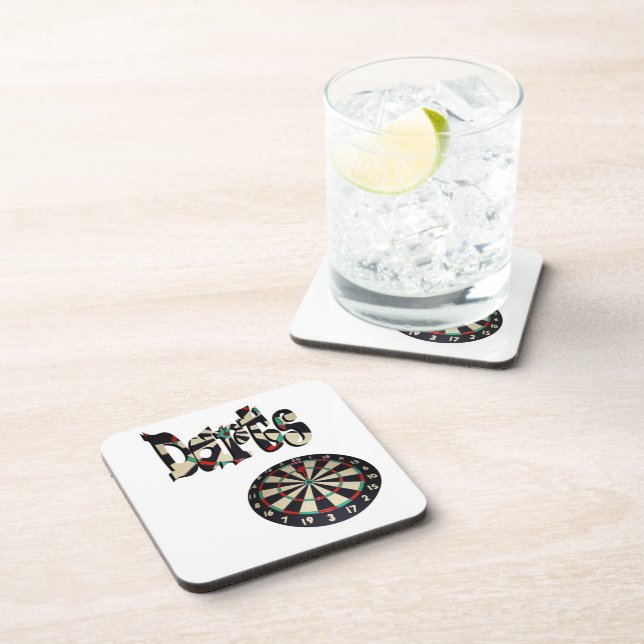 Dimensional Darts Logo With Dartboard, Beverage Coaster (Right Side)