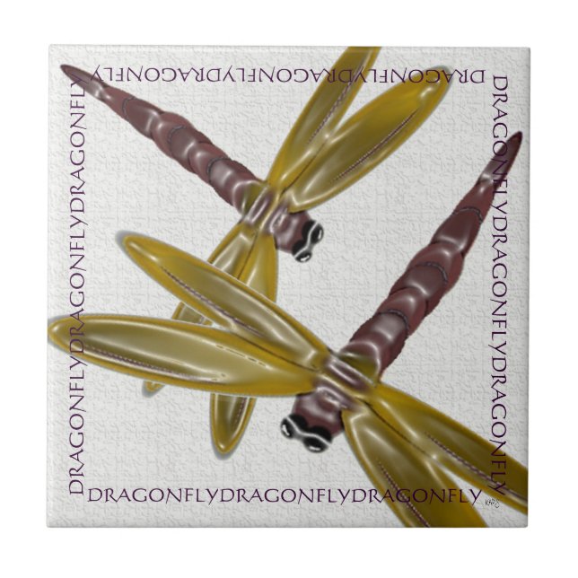 Dimensional Dragonflies Ceramic Tile (Front)