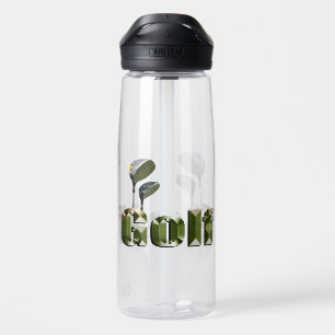 Dimensional Golf Clubs And Name, Water Bottle