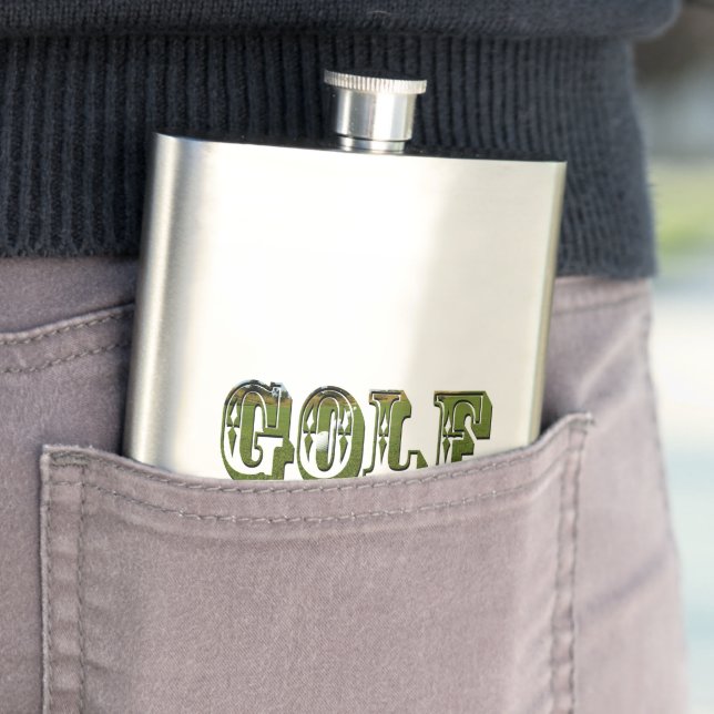 Dimensional Golf Picture Logo, Classic Hip Flask (In Situ)