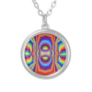 Dimensional Intersection Digital Art Silver Plated Necklace