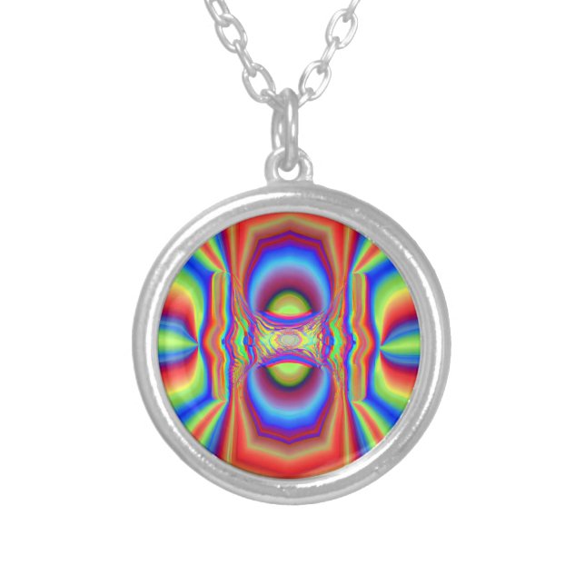 Dimensional Intersection Digital Art Silver Plated Necklace (Front)