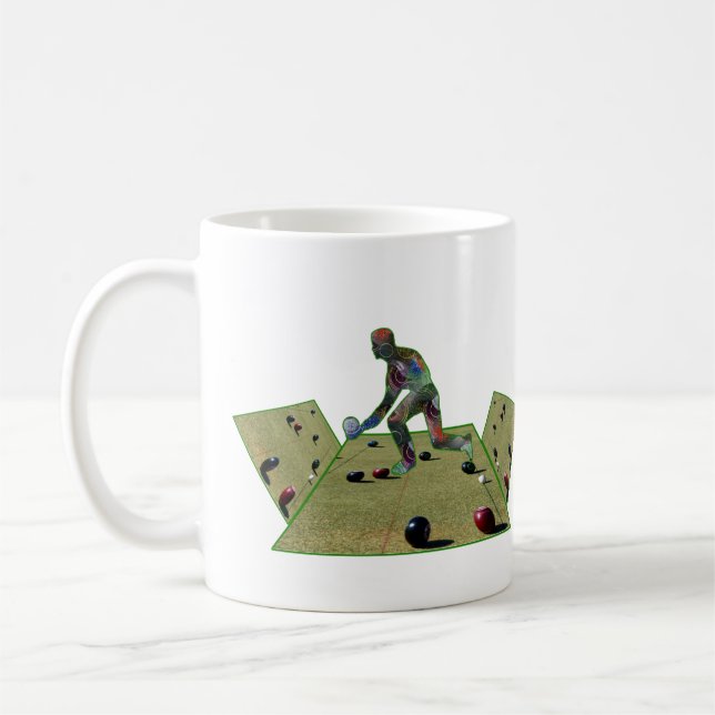 Dimensional Lawn Bowlers Design, Coffee Mug (Left)