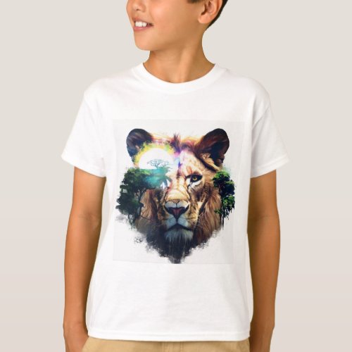 Dimensional Roar Geometric Lion 3D Illusion Tee