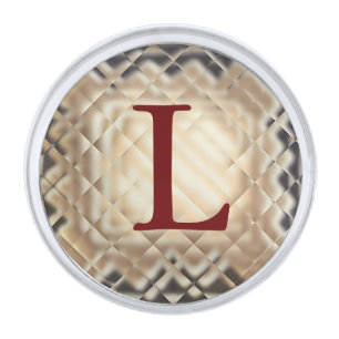 Dimensional Square-L Silver Finish Lapel Pin