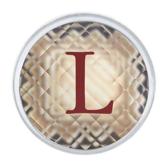 Dimensional Square-L Silver Finish Lapel Pin (Front)