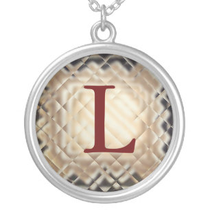 Dimensional Square-L Silver Plated Necklace
