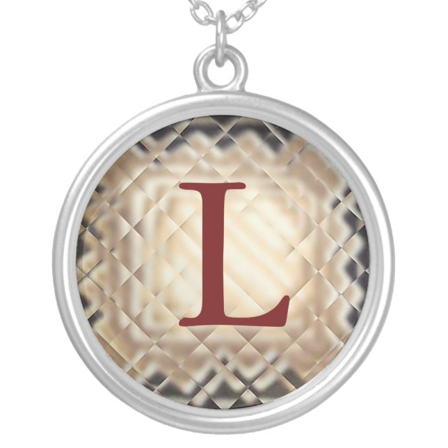 Dimensional Square-L Silver Plated Necklace (Front)