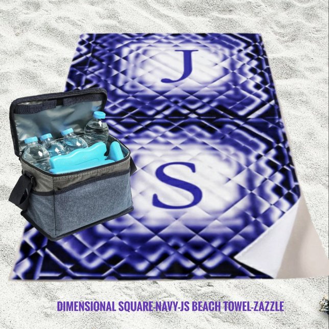 Dimensional Square-Navy-JS Beach Towel (Creator Uploaded)
