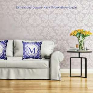Dimensional Square-Navy-M Throw Pillow