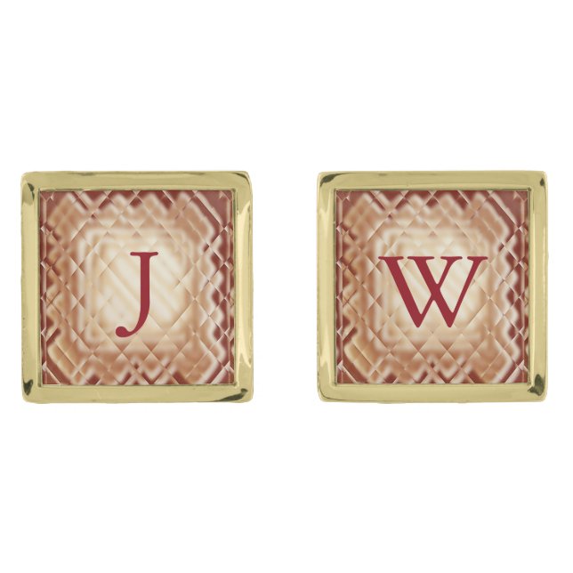 Dimensional Square-Red-JW Cufflinks (Front)