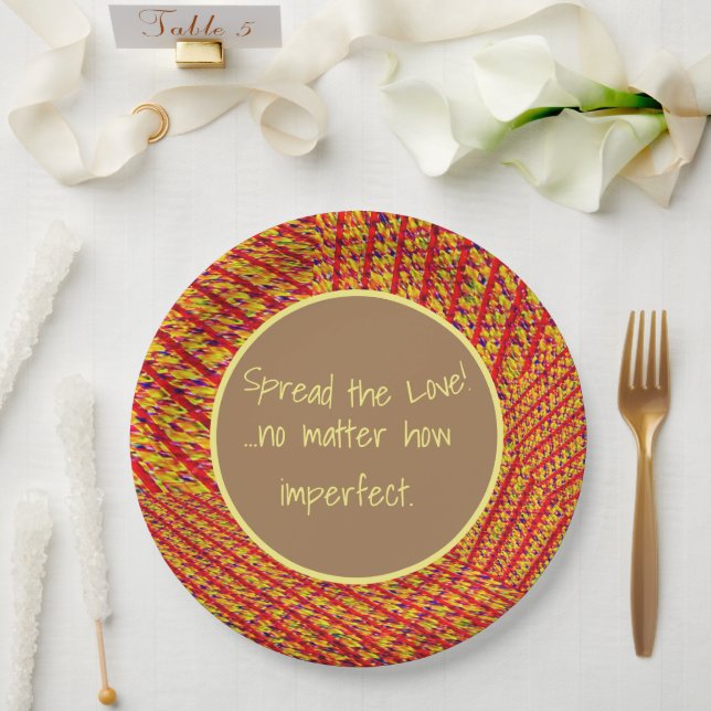 Dimensions of Happiness Tweed Textured Playful Paper Plates (Wedding)