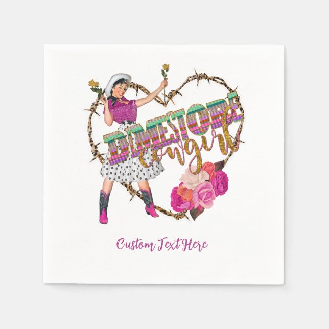 Dimestore Cowgirl Western Cowboy Boots Roses Napkins (Front)