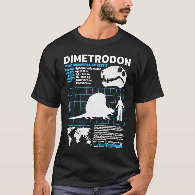 Dimetrodon fact sheet Dinosaur Facts T-Shirt (Front)