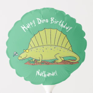 Dimetrodon happy green dinosaur cartoon balloon