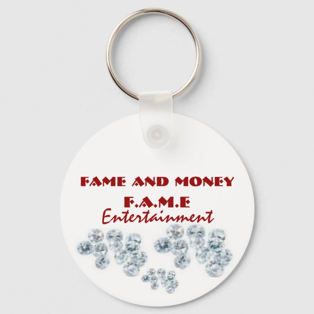 dimo, dimo, dimo, Fame and Money , F.A.M.E, Ent... Keychain (Front)