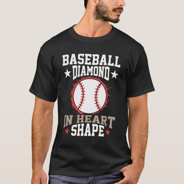 Dimond In Heart Shape Baseball T-Shirt (Front)