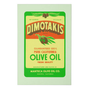 Dimotakis Family Olive Oil Co. Manteca California Faux Canvas Print