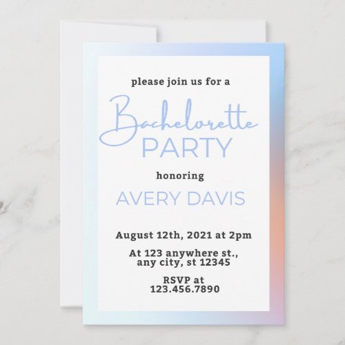 DINA Holographic Space Cowgirl Bachelorette Party  Invitation