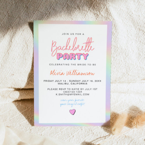 DINA Holographic Space Cowgirl Bachelorette Party Invitation