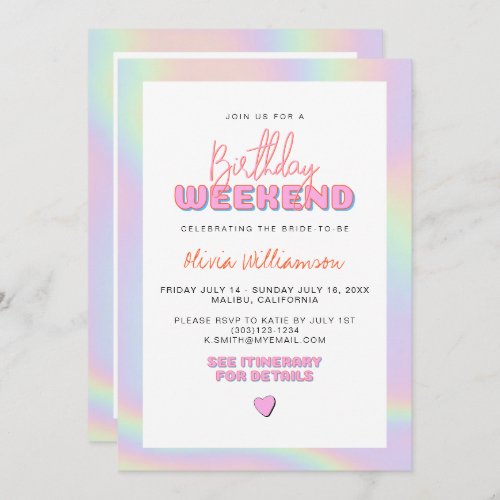 DINA Holographic Space Cowgirl Birthday Invitation