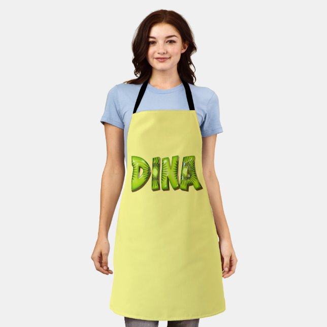 Dina Name Kiwi Design Kitchen Apron Apron (Worn)