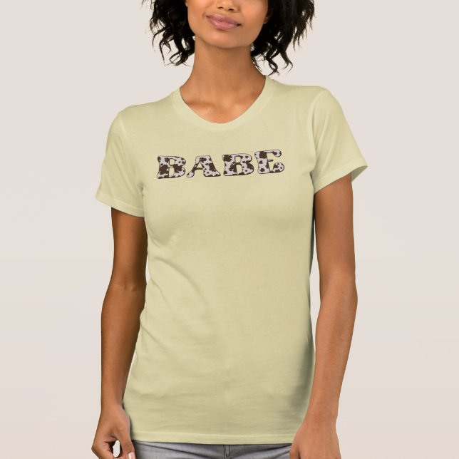 DINA Space Cowgirl Cow Print Babe Bachelorette T-Shirt (Front)