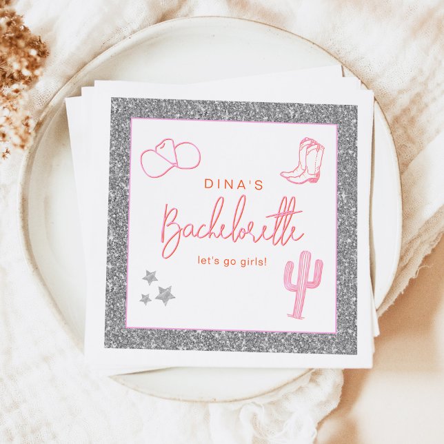 DINA Space Cowgirl Desert Bachelorette Disco Napkins (Creator Uploaded)
