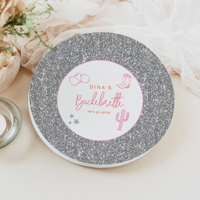 DINA Space Cowgirl Desert Bachelorette Disco Paper Plates (Creator Uploaded)